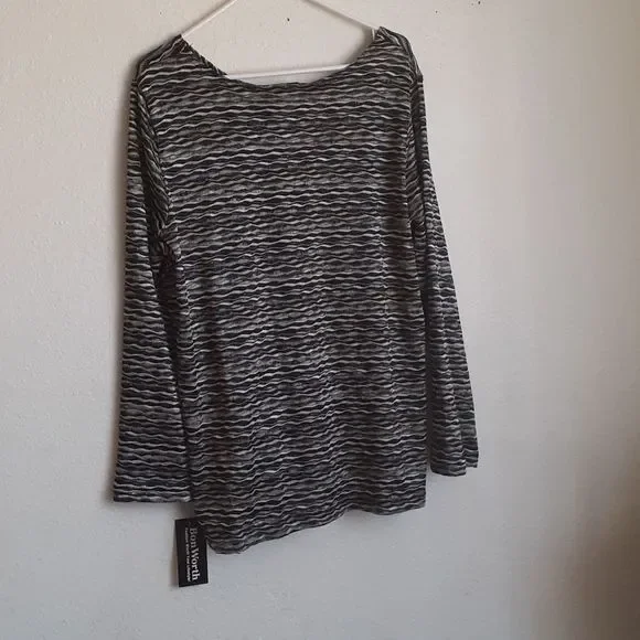 NWT Bon worth blouse L long sleeve black yellow gr - Picture 3 of 10